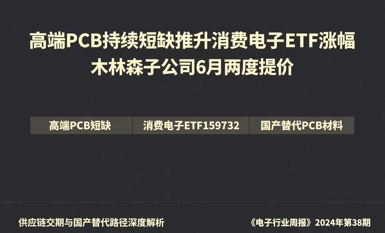 高端PCB持续短缺推升消费电子ETF涨幅，木林森子公司6月两度提价-百能云芯