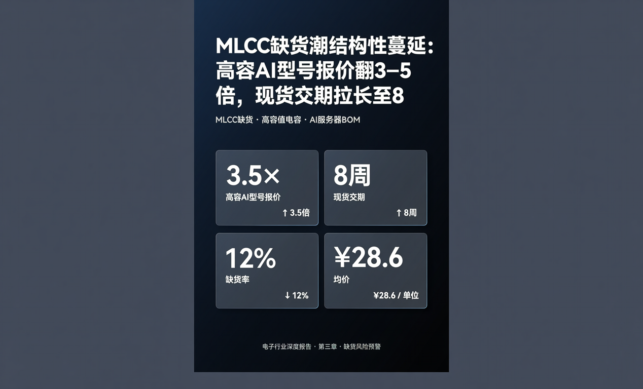 MLCC缺货潮结构性蔓延：高容AI型号报价翻3&ndash;5倍，现货交期拉长至8-百能云芯