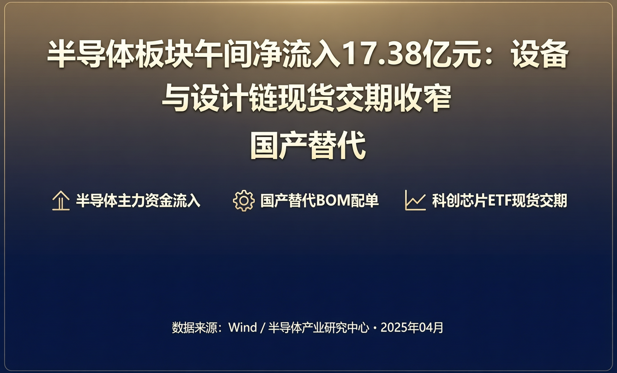 半导体板块午间净流入17.38亿元：设备与设计链现货交期收窄，国产替代-百能云芯