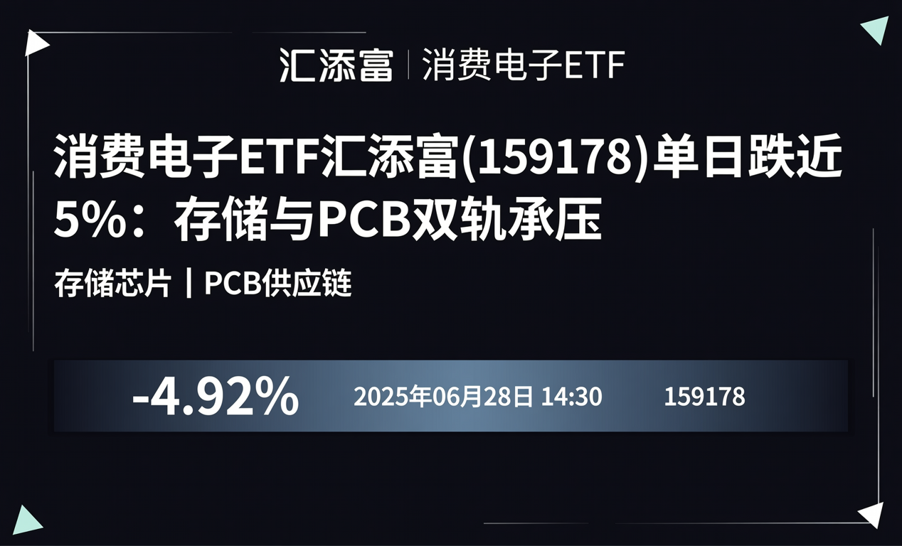 消费电子ETF汇添富(159178)单日跌近5%：存储与PCB双轨承压