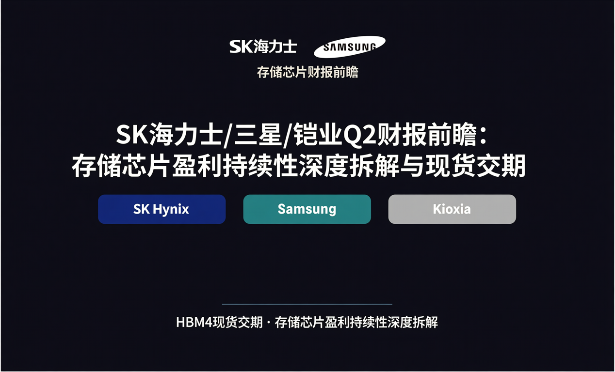 SK海力士/三星/铠侠Q2财报前瞻：存储芯片盈利持续性深度拆解