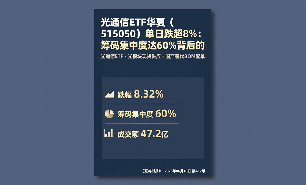 光通信ETF华夏（515050）单日跌超8%：筹码集中度达60%背后的
