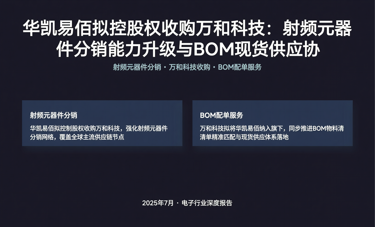 华凯易佰拟控股权收购万和科技，<span class='highlight'>射频元器件分销</span>能力升级