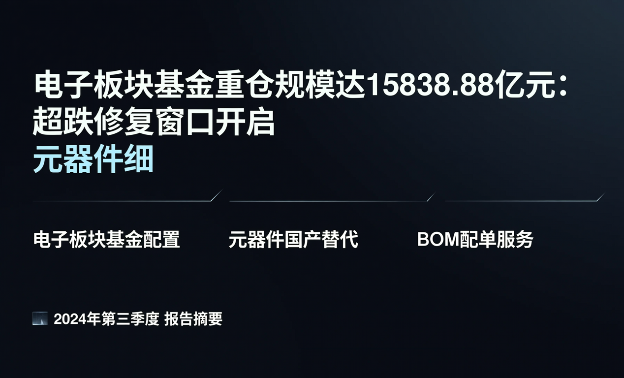 电子板块基金重仓规模达15838.88亿元：超跌修复窗口开启！