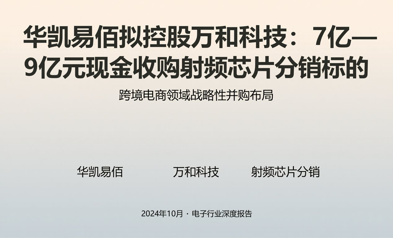 华凯易佰拟控股万和科技：7亿&ndash;9亿元现金收购<span class='highlight'>射频芯片分销</span>标的，跨境电商