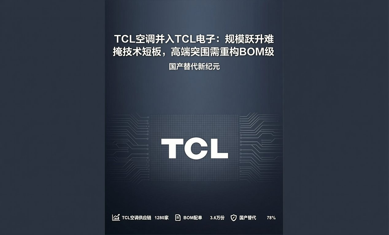 TCL空调并入TCL电子：规模跃升难掩技术短板，高端突围需重构BOM级-百能云芯