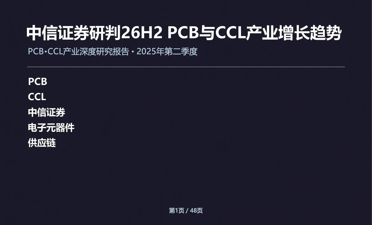 中信证券研判26H2 PCB与<span class='highlight'><span class='highlight'>CCL</span></span>产业增长趋势
